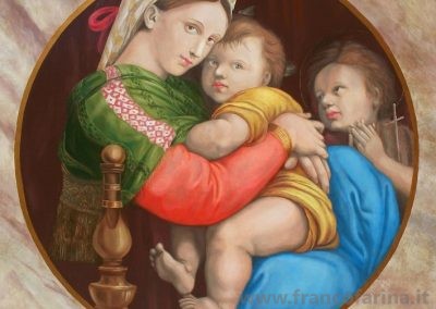 “Madonna della sedia” riproduzione ad olio su tavola del dipinto originale.